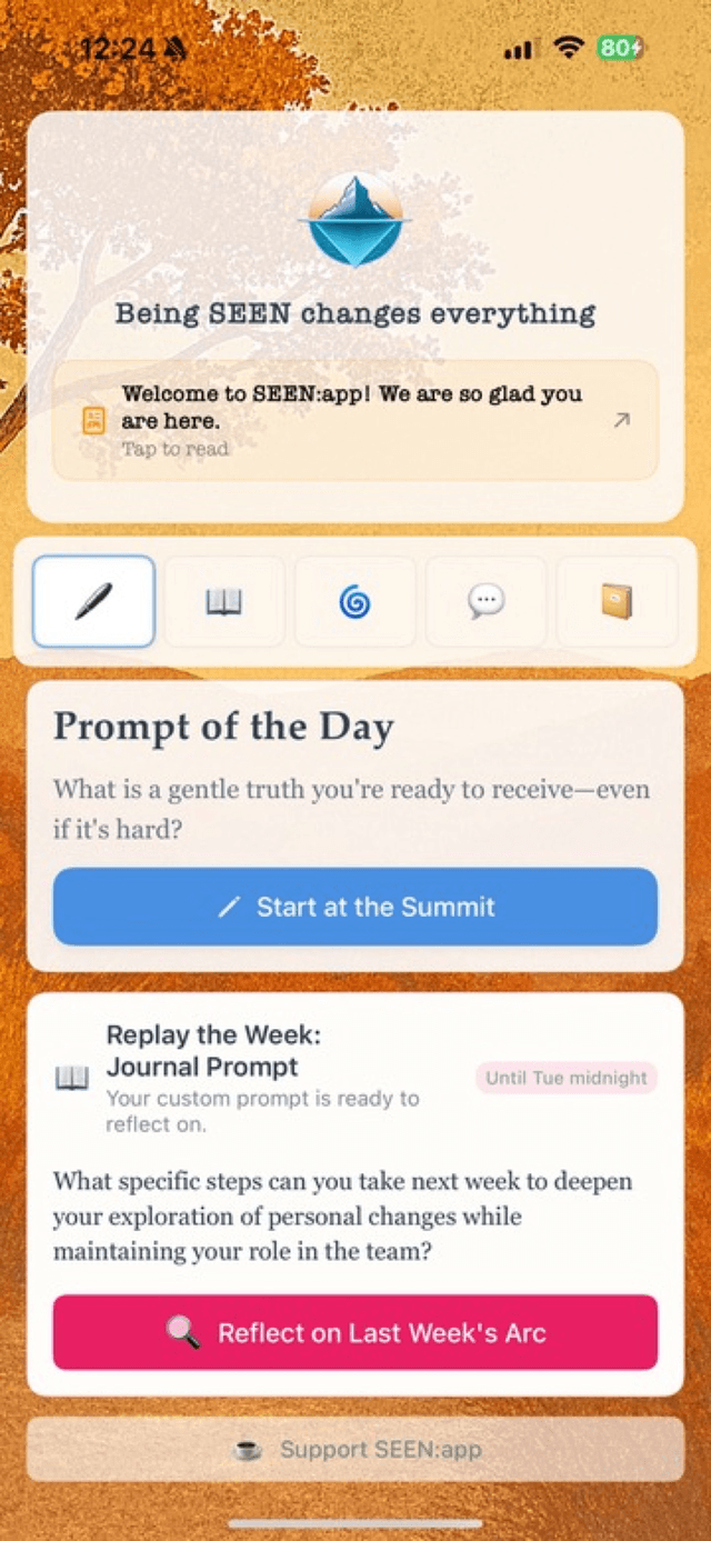 SEEN:app Home Screen
