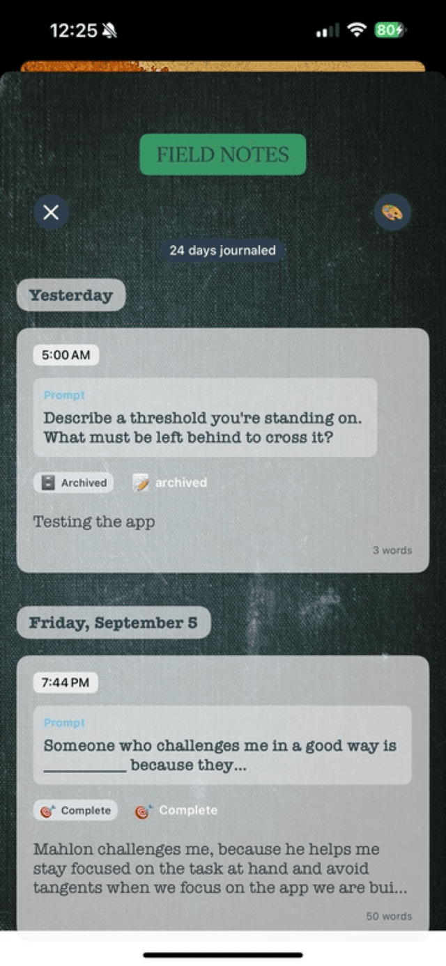 SEEN:app Past Entries