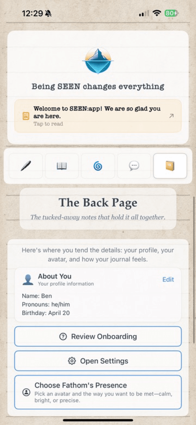 SEEN:app Back Page
