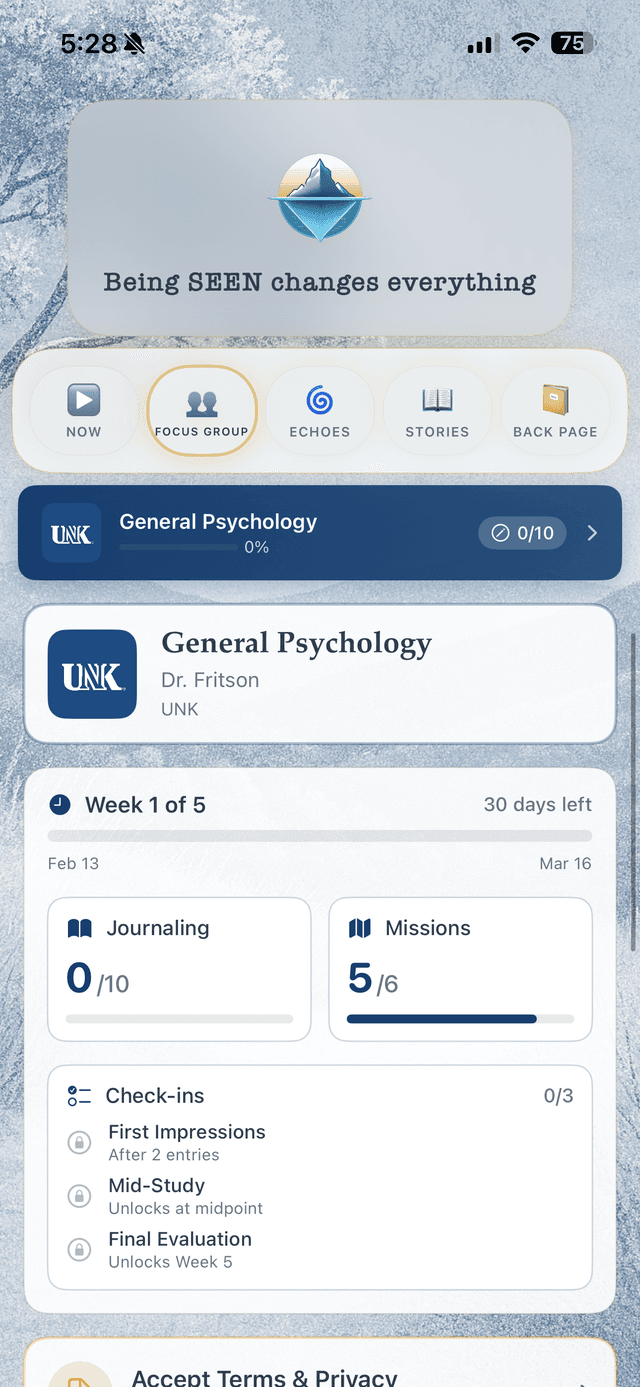 Focus Group tab showing missions